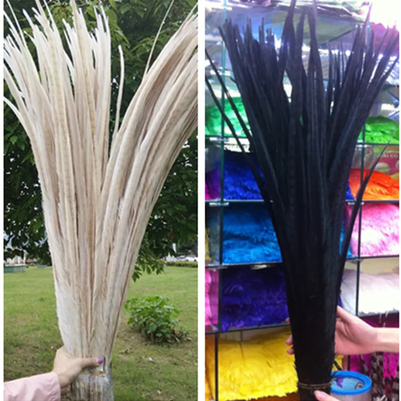 

Оптовая продажа! Драгоценные белые/черные перья фазана 24-40 дюймов/60-100 см, 50/100 шт., для свадебного декора, товары Вечерние