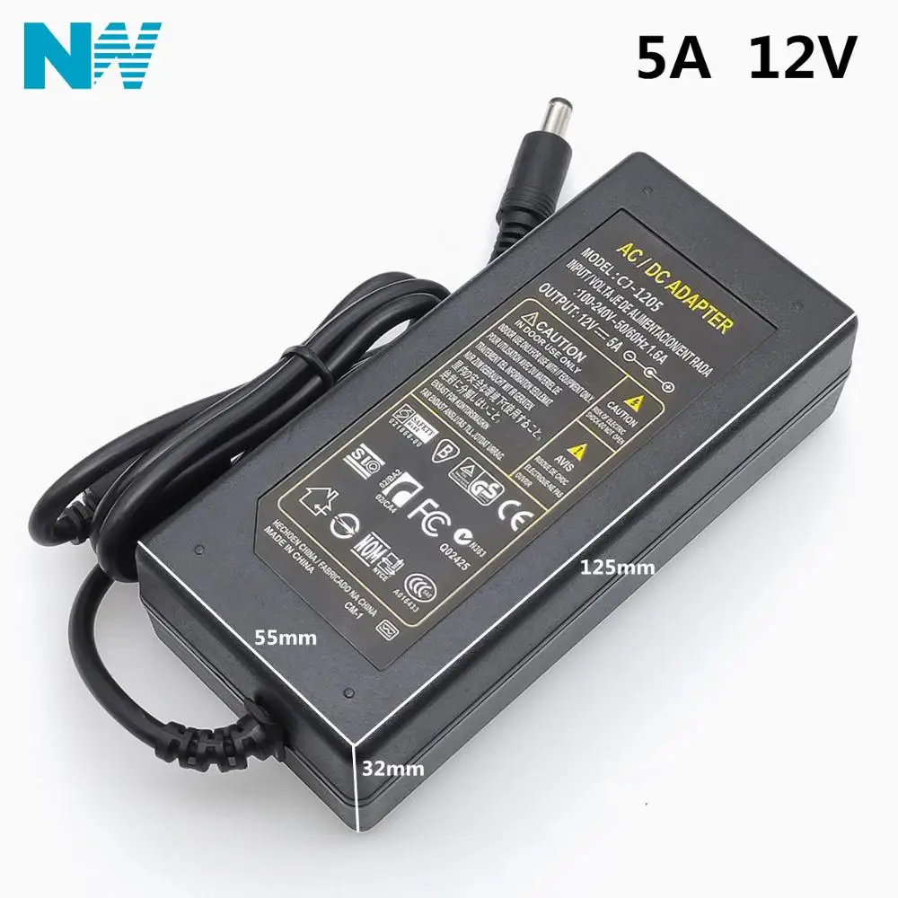 12V5A Новый AC 100 в 240 60 Вт конвертер адаптер питания DC12V 5A 2 1 мм 5 * 0 DC разъем адаптер|power