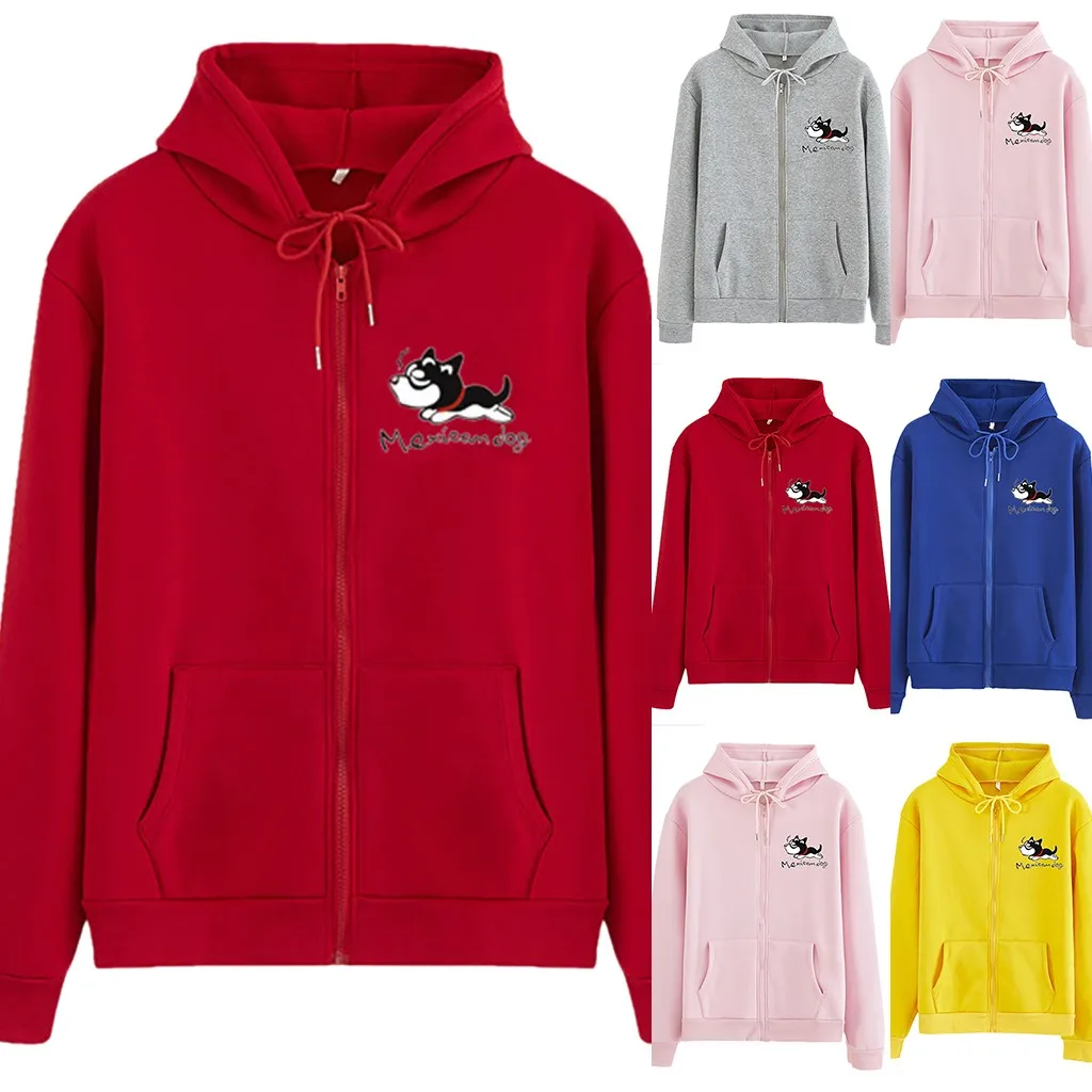 Свободная толстовка на молнии с круглым вырезом и принтом кота пуловер женские