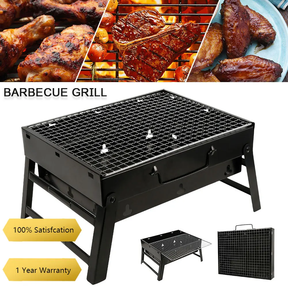 

Folding BBQ Grill Portable Compact Charcoal Barbecue BBQ Grill Cooker Bars Smoker Outdoor Camping 35x27x6cm Korean Bbq