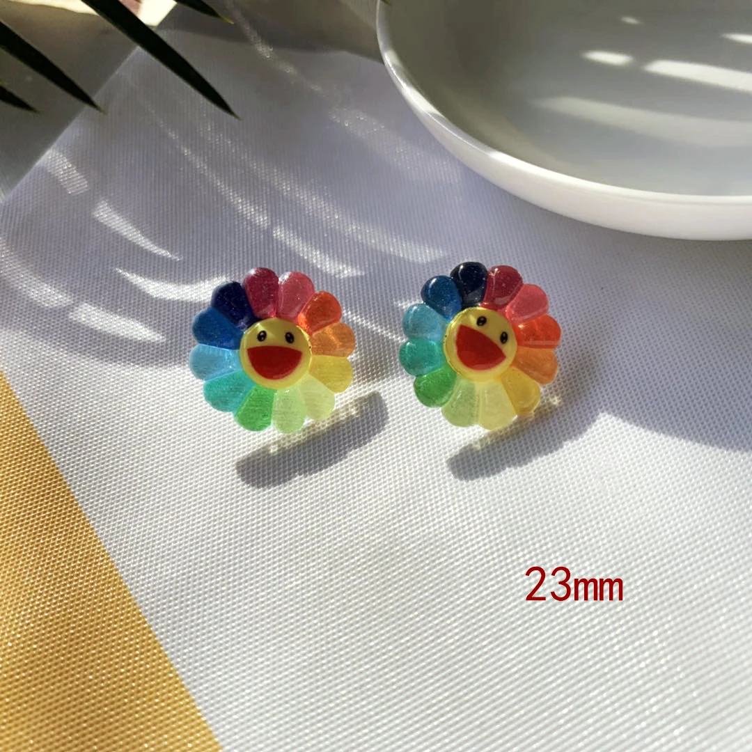 

1pair 23mm Cute Colorful Resin Summer Sunflower Personality Stud Earrings for Women Earrings Jewelry Fashion Birthday Gifts
