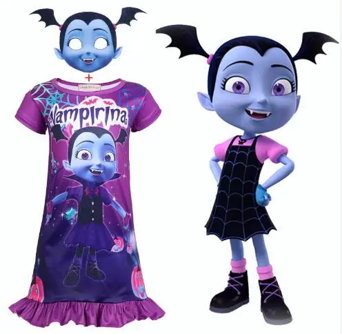 2019 Children's Clothes Baby Girls Dress Vampirin Kids Cute Cartoon Trolls Princess Dresses Pajamas Home cartoon Vampirina | Детская