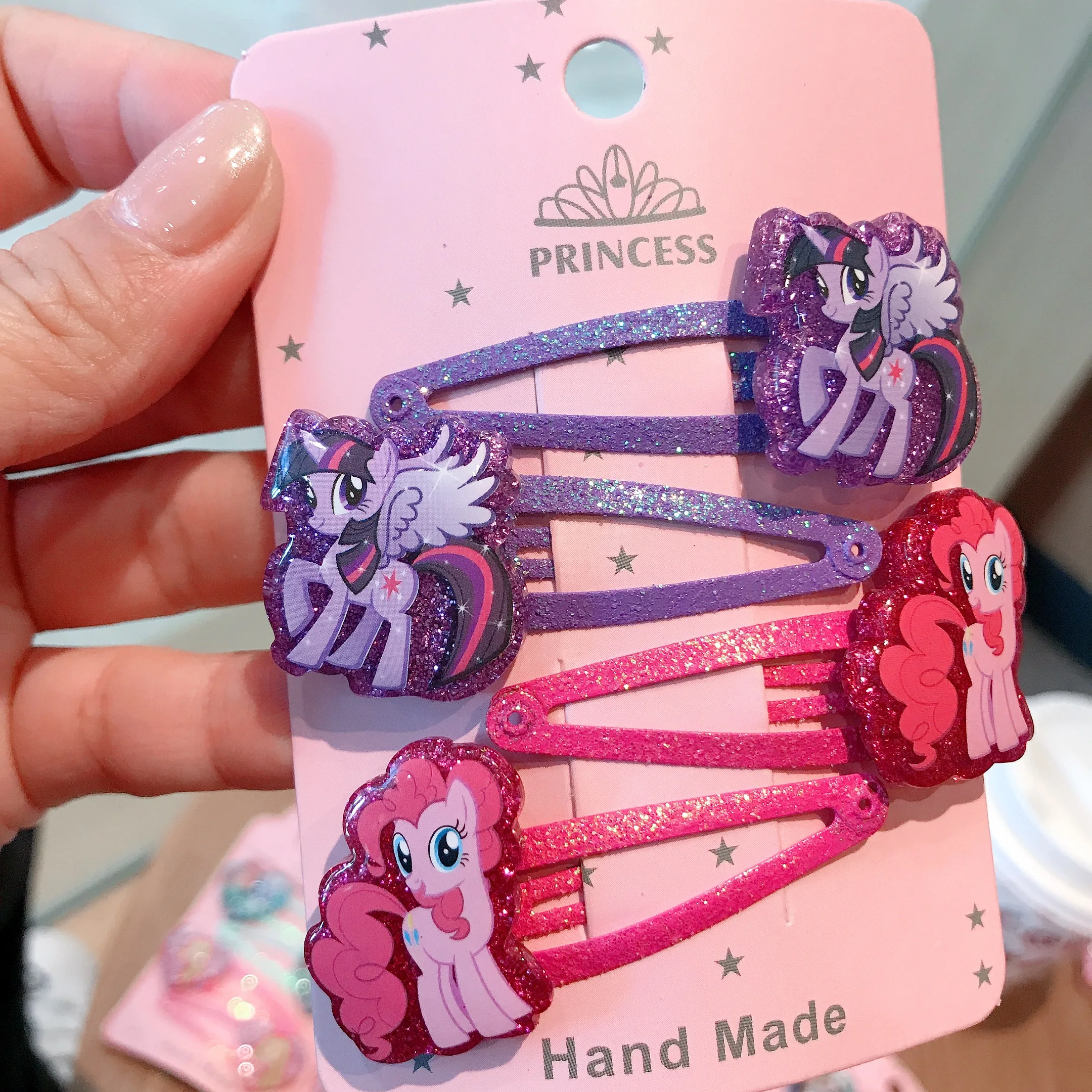 4PCS Shining Hair Pins New Design Cartoon Animal Icon Clips My Little Poni Head Wear Unicorn Horse Resin Accessories | Детская одежда и