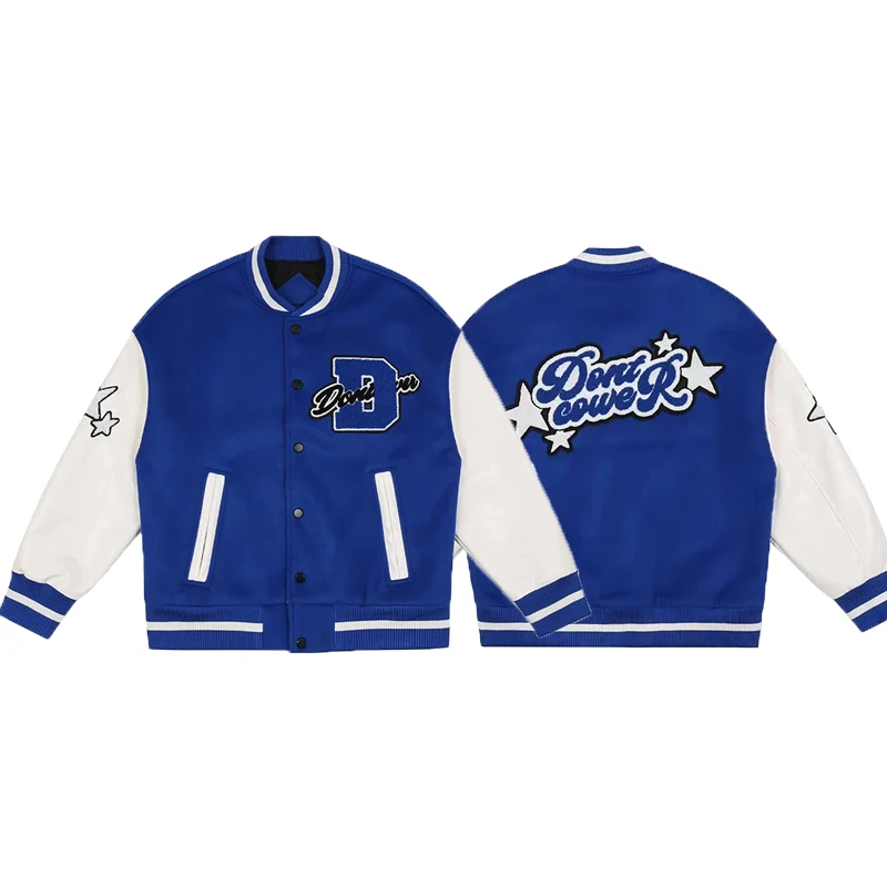 

Letter embroidery men's jacket coat stitching embroidery baseball uniform men's Y2K casual loose jacket couple clothes Unisex