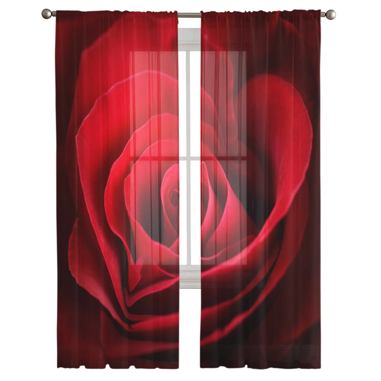 Красивые занавески из вуали с красными розами для гостиной оконные шторы спальни