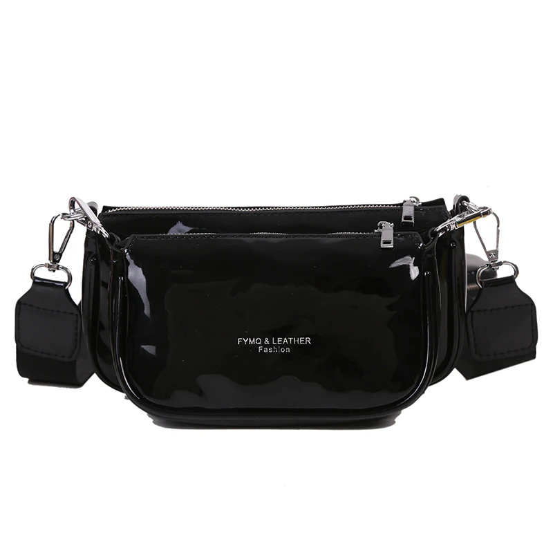 

2021New Women Underarm Bag Fashion Causal Shoulder Messenger Bags Patent leather Women Bag Designer With Mini Phone Pack Purse