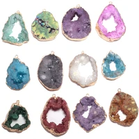 natural stone agats pendant irregular shape colorful crystal charms pendants for diy jewelry making necklace size 45 50mm