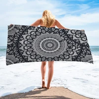 retro printed beach towel outdoor portable quick drying bath towel swimming surf travel sunscreen shawl swim pool chair cover
