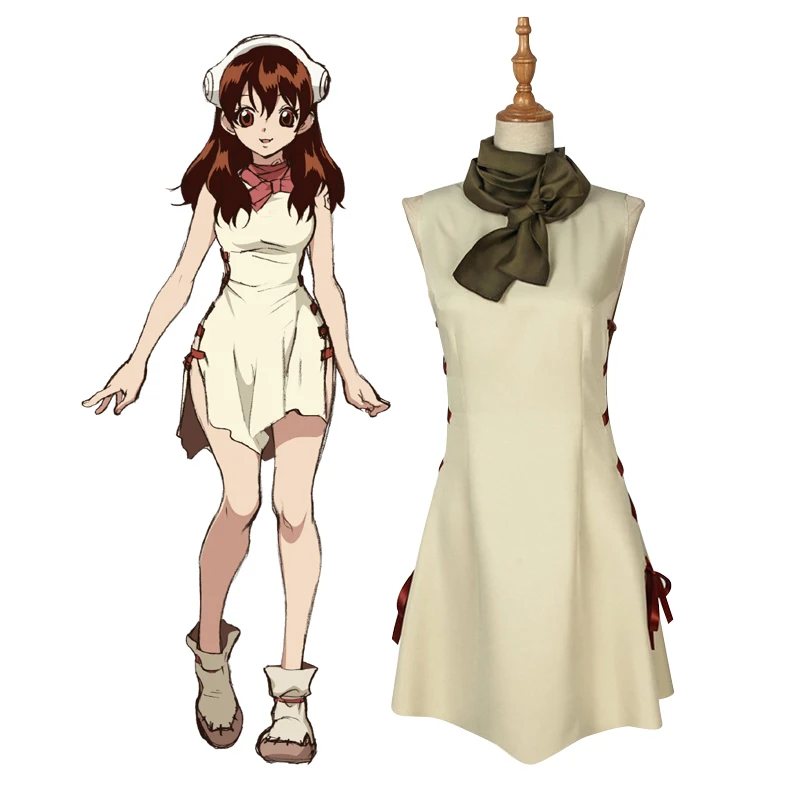 

Dr. Stone Kingdom of Science Ogawa Yuzuriha Ogawa Outfit Dress Anime Manga Cosplay Costume C012