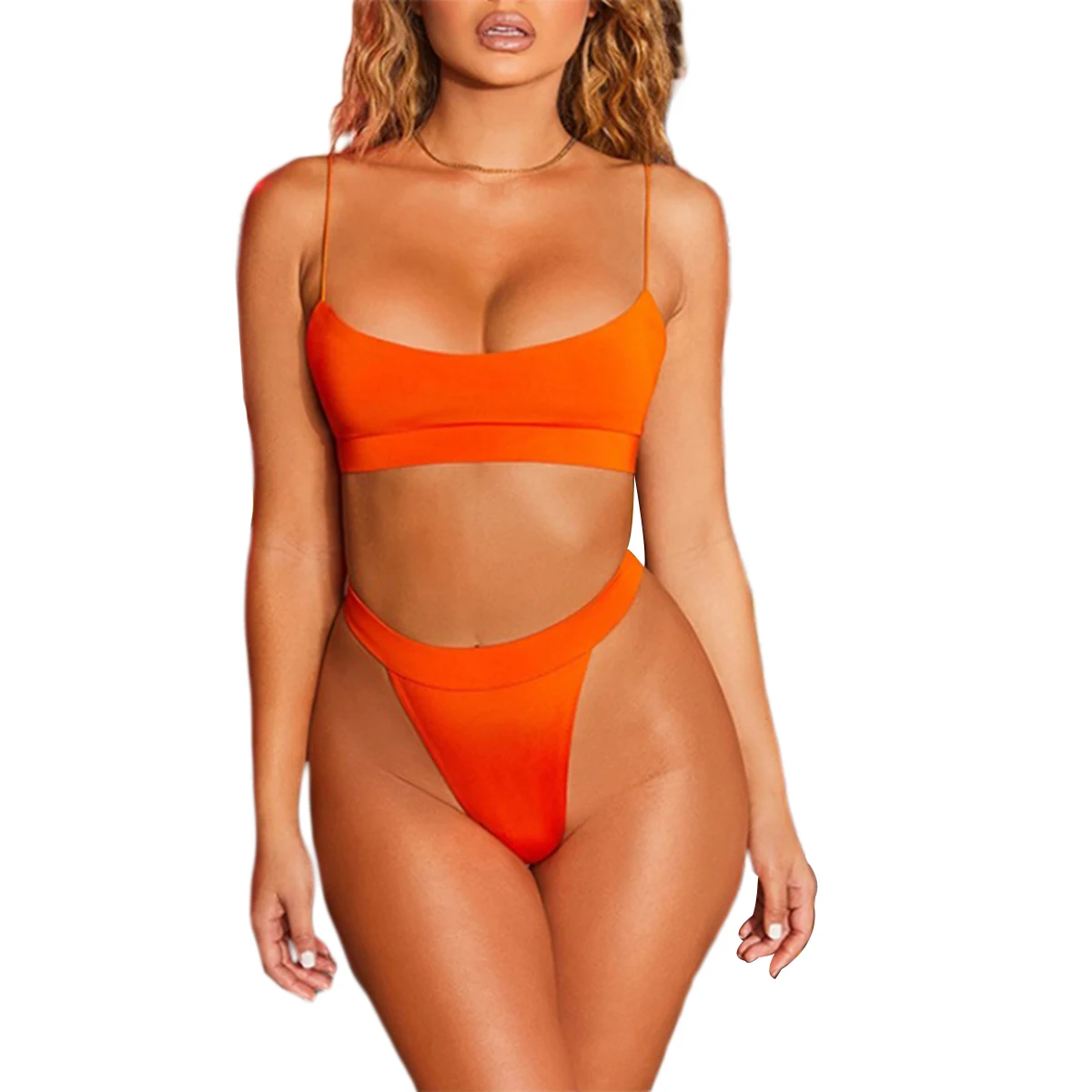 Летние Женские однотонные купальные костюмы из двух предметов хипстерские