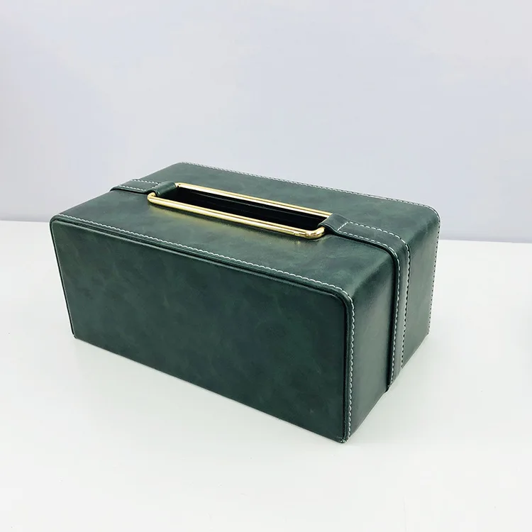 

European style modern simple creative leather paper towel home hotel car coffee table cigarette box display arts and crafts