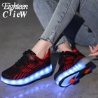 Кроссовки на колесиках детские, светящиеся, зарядка через USB, двухколесные, со светодиодсветильник кой, размеры 28-40