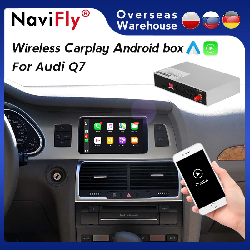 Беспроводной автомобильный мультимедийный приставка NaviFly Carplay Android для AUDI Q7 2010-2018