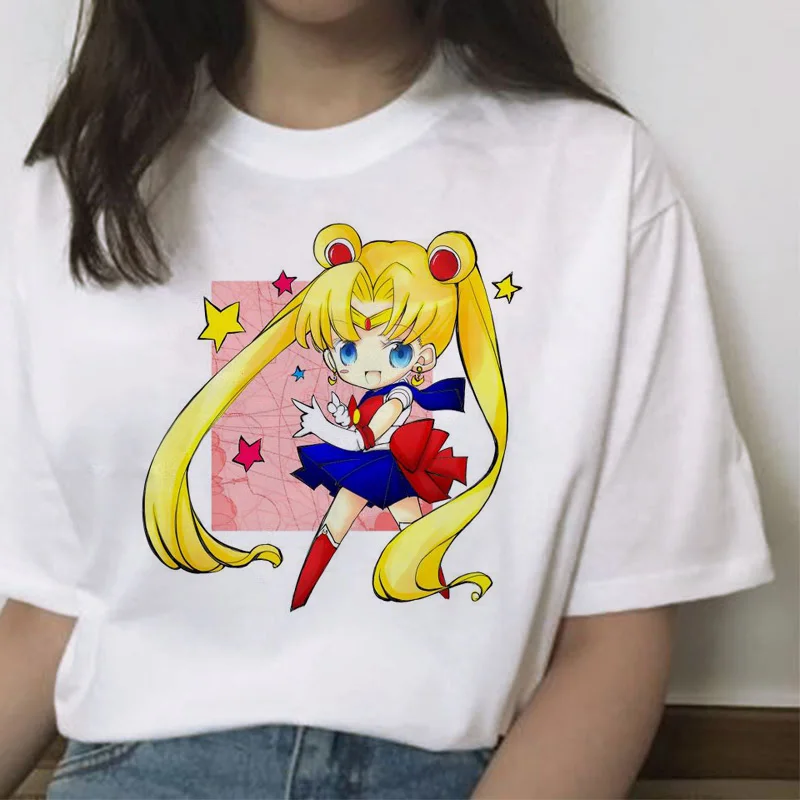 Сейлор Мун кавайная футболка кошка harajuku Женская ulzzang футболка корейский Графический Топ мультяшная Футболка короткий рукав женская забавная