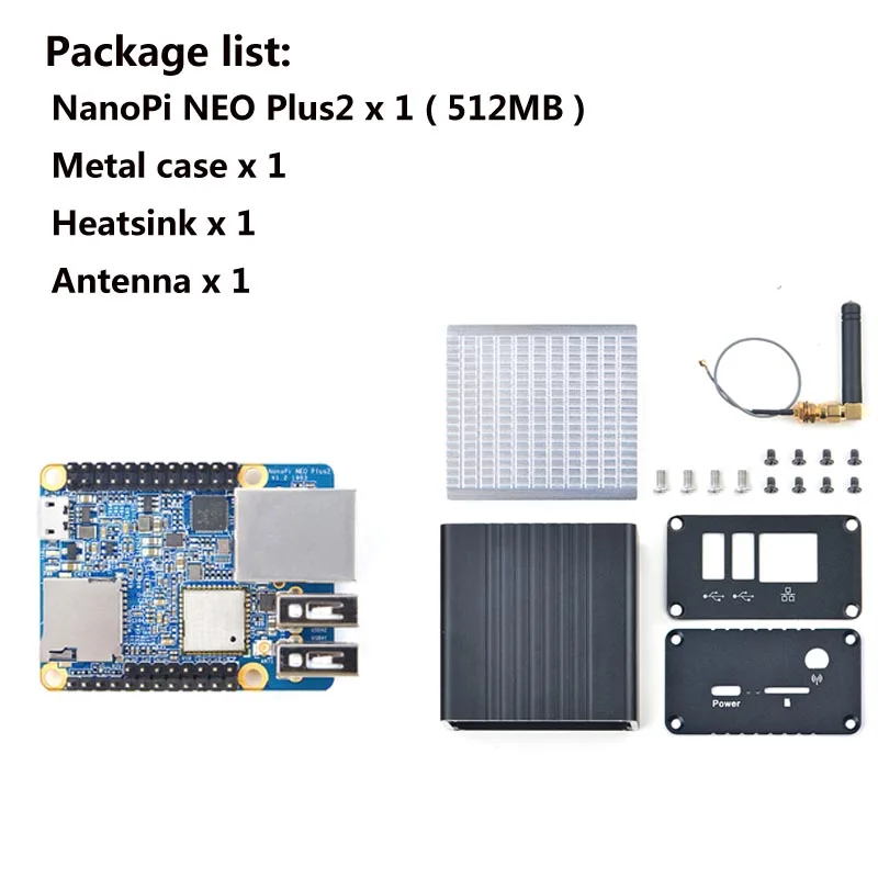 Коричневый Friendly NanoPi NEO Plus2 all-in-one H5 Gigabit Ethernet port IoT development board WiFi Bluetooth with Metal case with Heatsink - Цвет: Коричневый