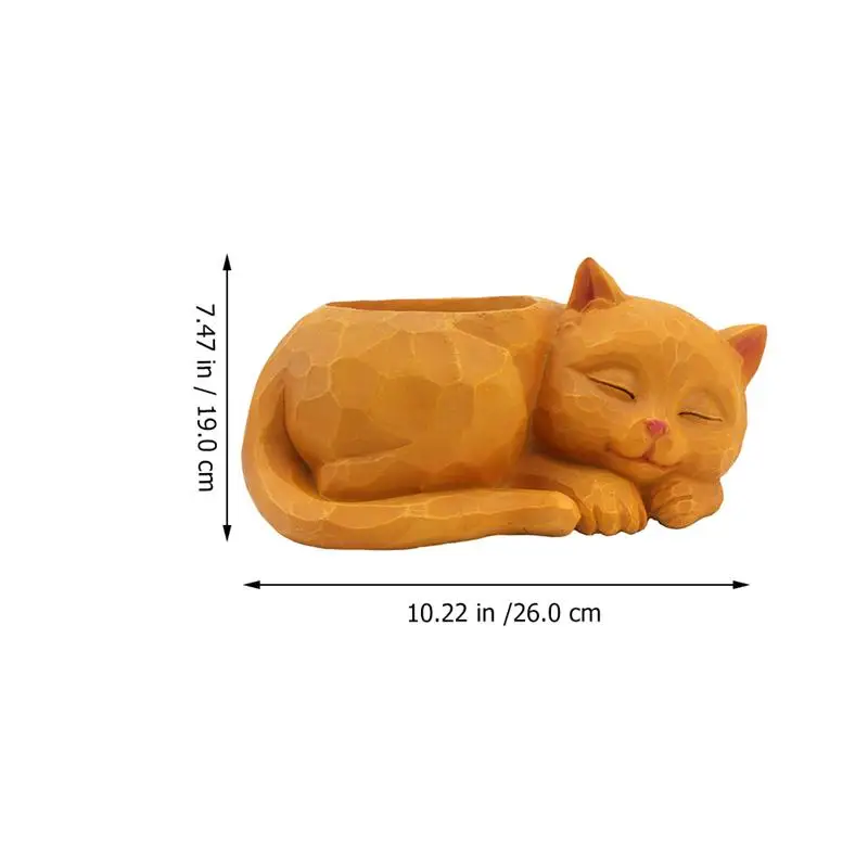 

1pc Resin Flower Pot 3D Sleeping Cat Flowerpot For Succulents Bonsai Cactus Plants Desktop Garden Decoration