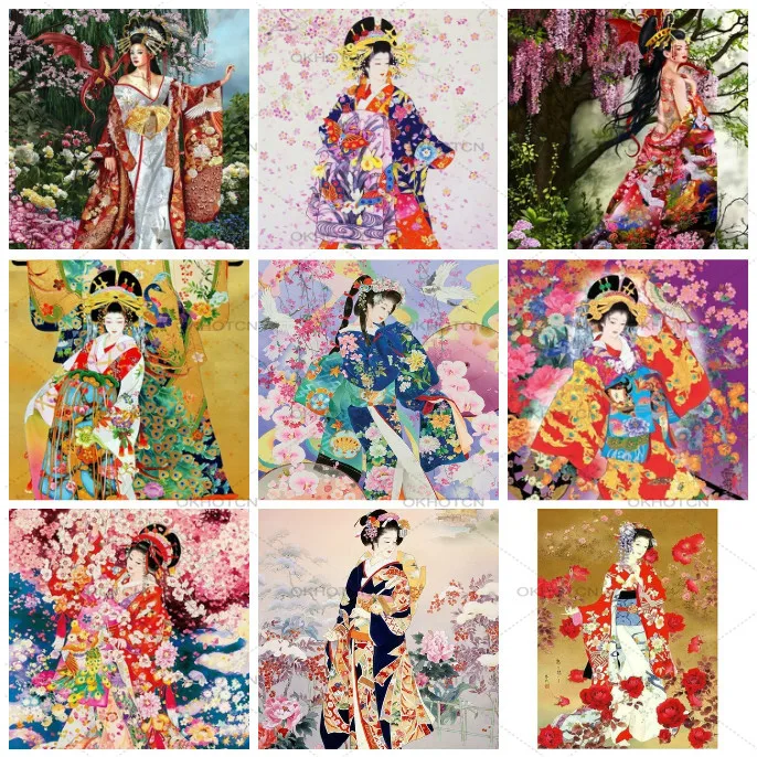 Diy Алмазная вышивка Аниме кимоно женщина 5D алмазная живопись японская леди