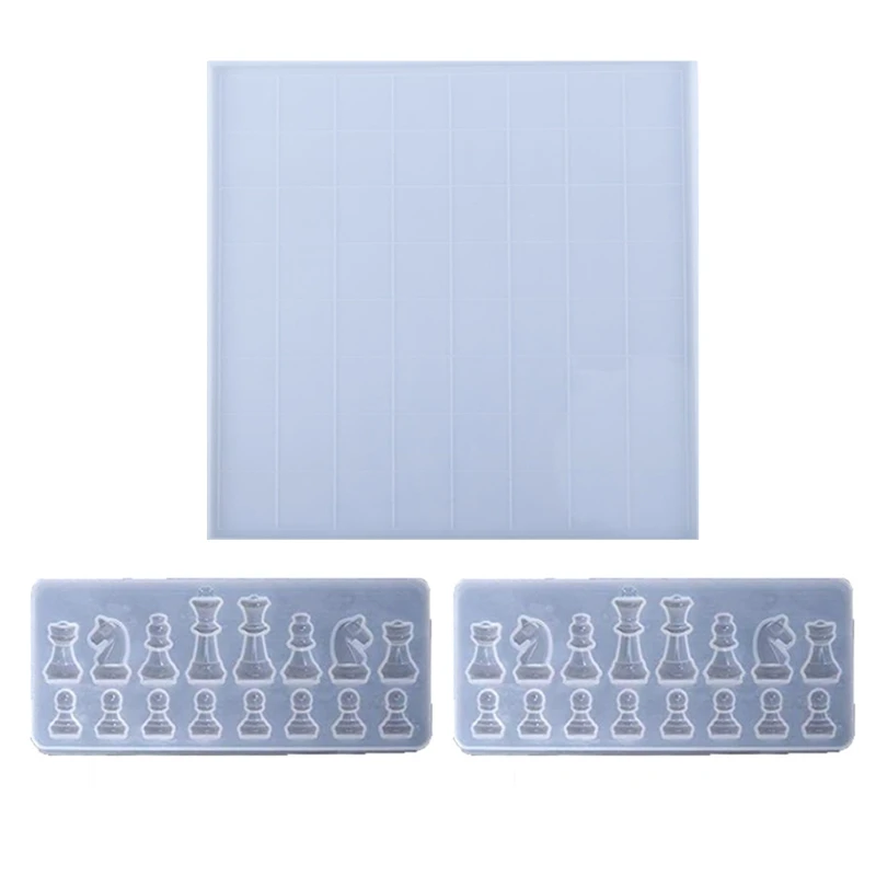 

Chess Board Silicone Resin Mold 2Pcs Chess Silicone Mold for Resin Casting Craft 77HC
