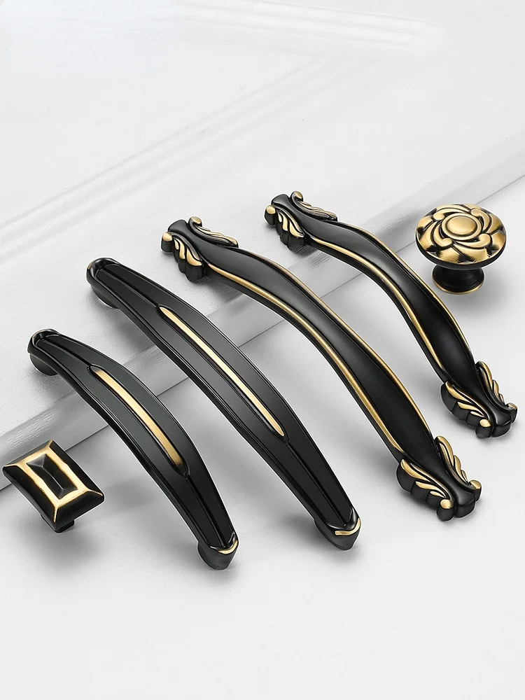 

Classical European Style Black Copper Furniture Cabinet Door Handle Copper Wardrobe Cabinet Shoe Cabinet Drawer Handle