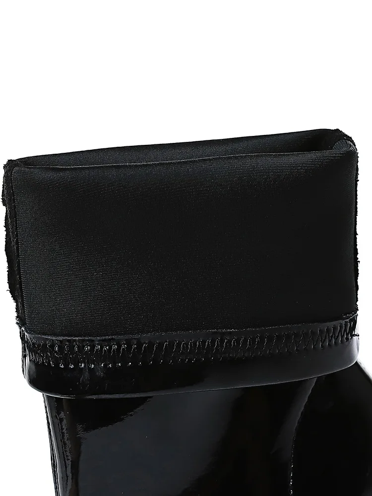 

Women's boots autumn and winter fine high heels thin boots fashion sexy show shiny patent leather elasticity pointed