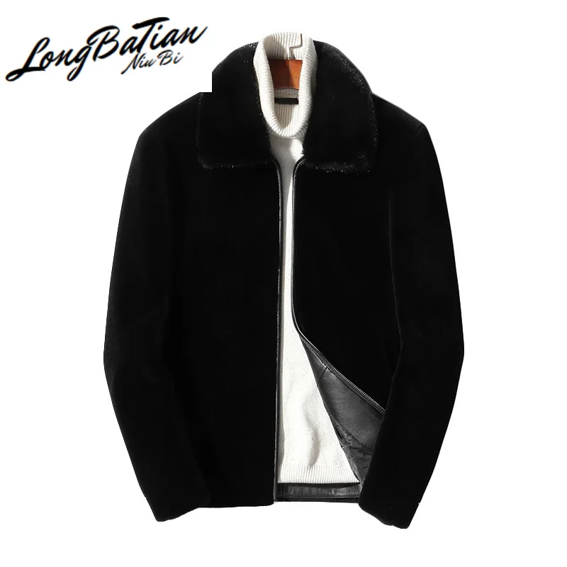 Мужская одежда из овечьей шерсти 2020 пальто с воротником натурального меха норки