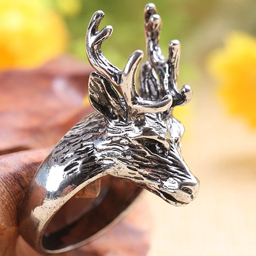 Deer MeMolissa панк животное кольцо готическое черное серебро металлические кольца в виде змейки для женщин мужчин ночной клуб унисекс регулируемые Anillos ювелирные изделия - Цвет основного камня: Deer