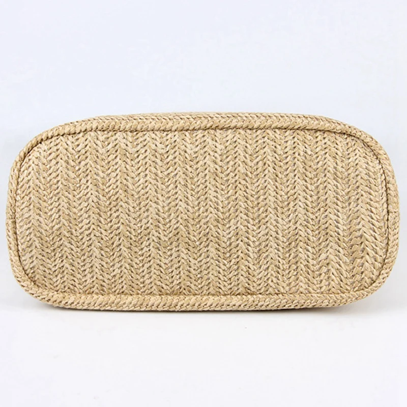 

2Pcs Women'S Handbag Fashion Straw Woven Tote Large Summer Beach Shoulder Bag - Beige & Primary Color