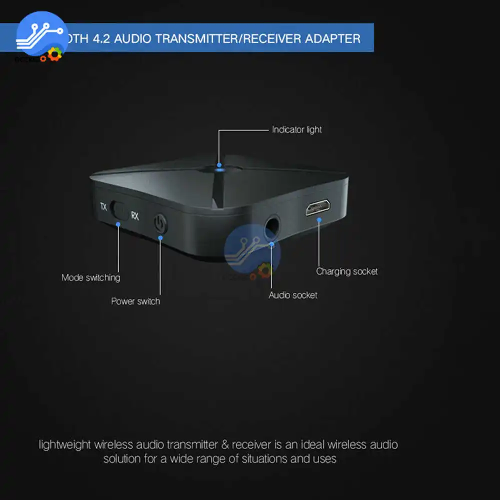 2 в 1 стерео Bluetooth 4,2 аудио приемник передатчик беспроводной адаптер с 3,5 мм AUX Jack звуковая система для ТВ MP3