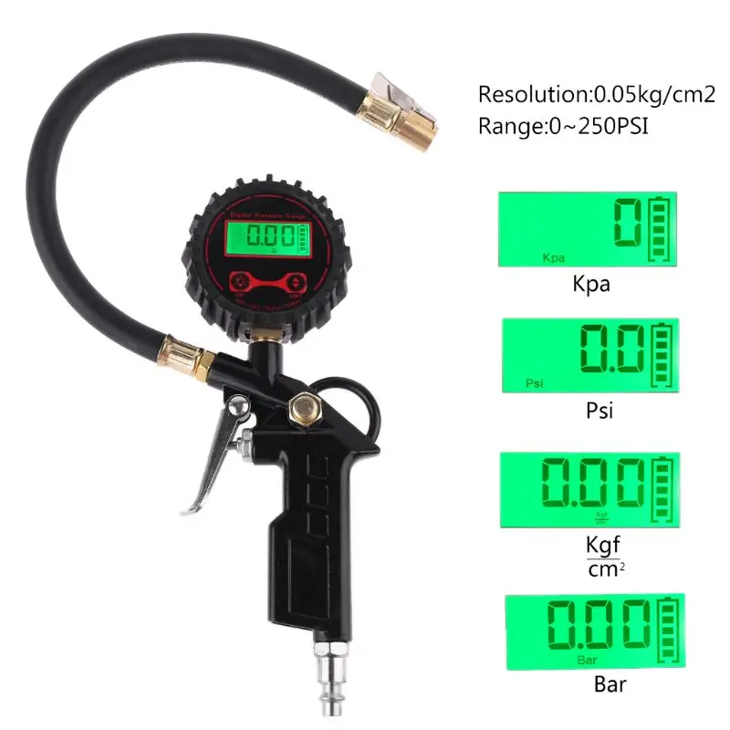 

250psi LED Digital Car Tire Air Inflator Pressure Gauge for Vehicle Truck Bus