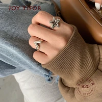 retro high quality 925 sterling silver rings for wowen jewelry personality v stars shape arrow opening rings