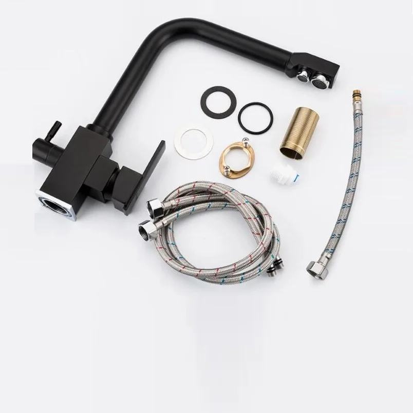 

Filter Kitchen Faucet Drinking Water Single Hole Black Hot and cold Pure Water Sinks Deck Mounted Mixer Tap