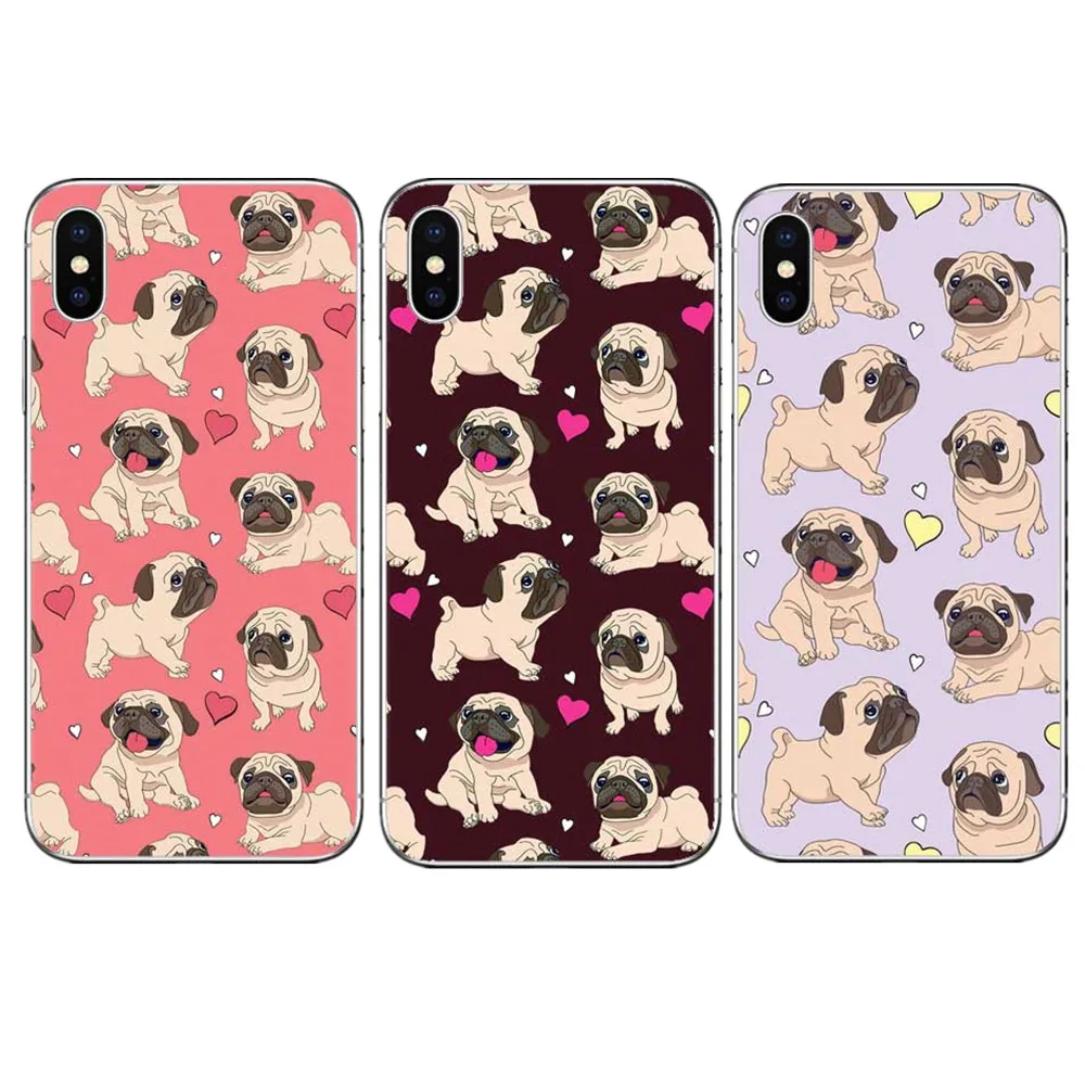 Phone case Cute Puppy Pug Bunny Cat French Bulldog soft Cover for iPhone 5S 5 SE 6 6S 6Plus 7 Plus 8 X 10 Back | Мобильные телефоны