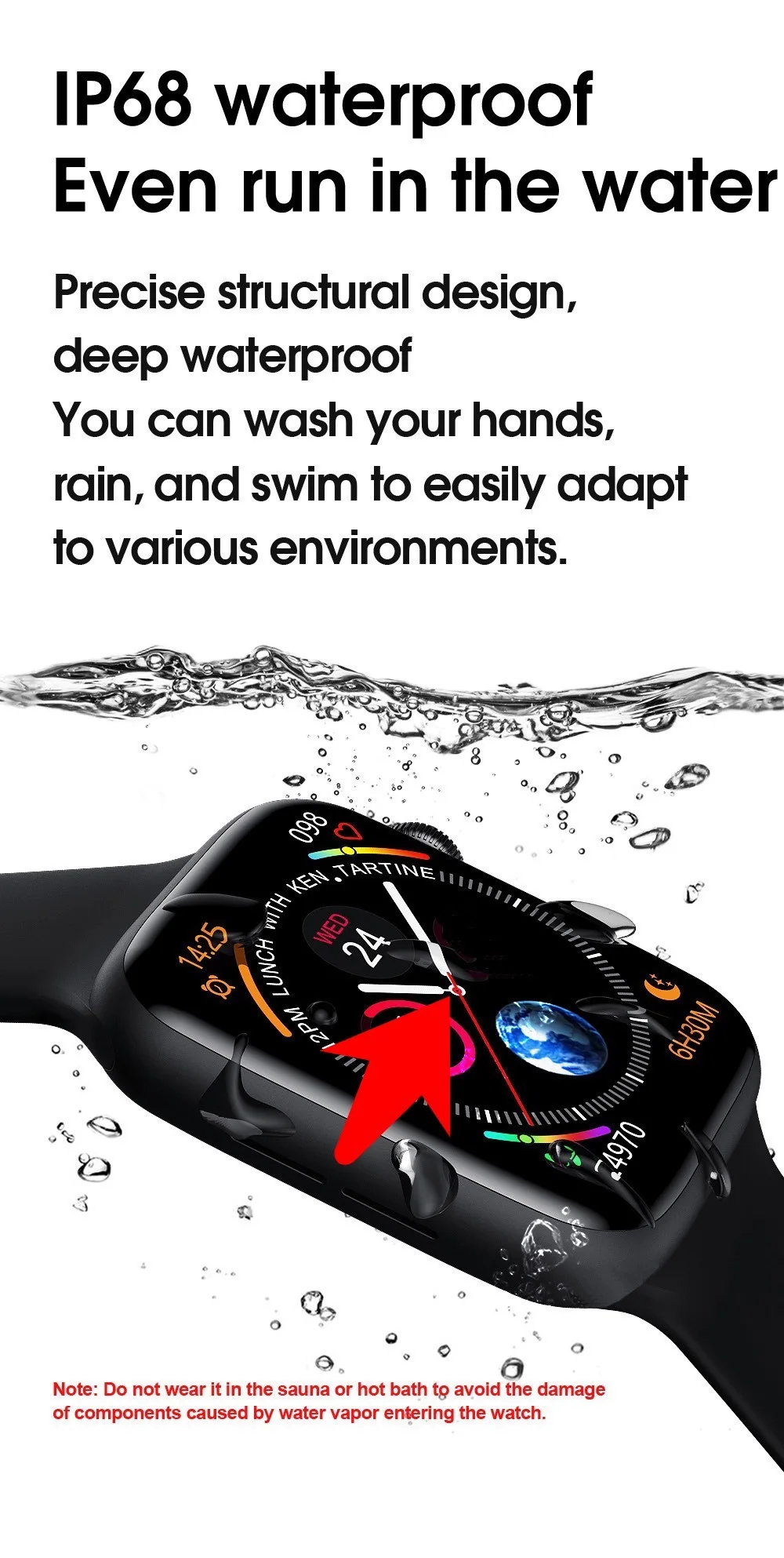 

IWO T5 Pro Smart Watch Men Series 5 Temperature measurement Heart rate Blood pressure Smart watch For IOS Android Watch PK IWO