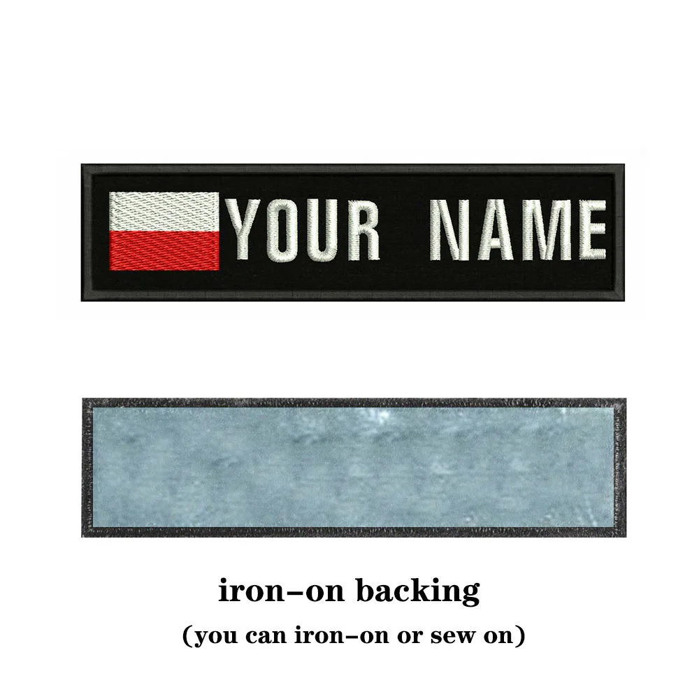 Польский флаг 10x2 5 см Вышитое имя заплатка с текстом нашивка в полоску на липучке