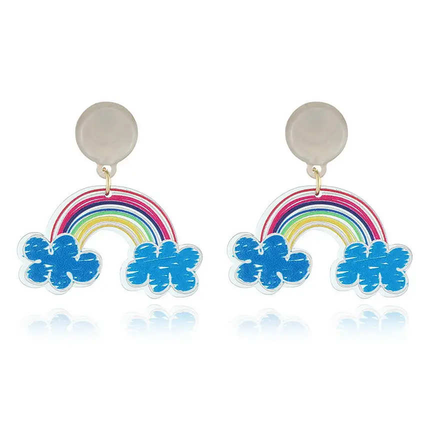 Модные Акриловые радужные серьги для женщин прочные каплевидные с вырезами