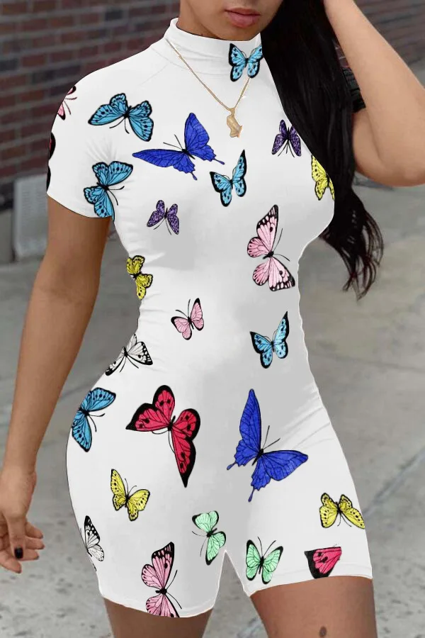 

Butterfly Print Sexy Sport Women Jumpsuits Rompers Club Party One Piece Outfits Playsuit Overall Bodysuit Streetwear