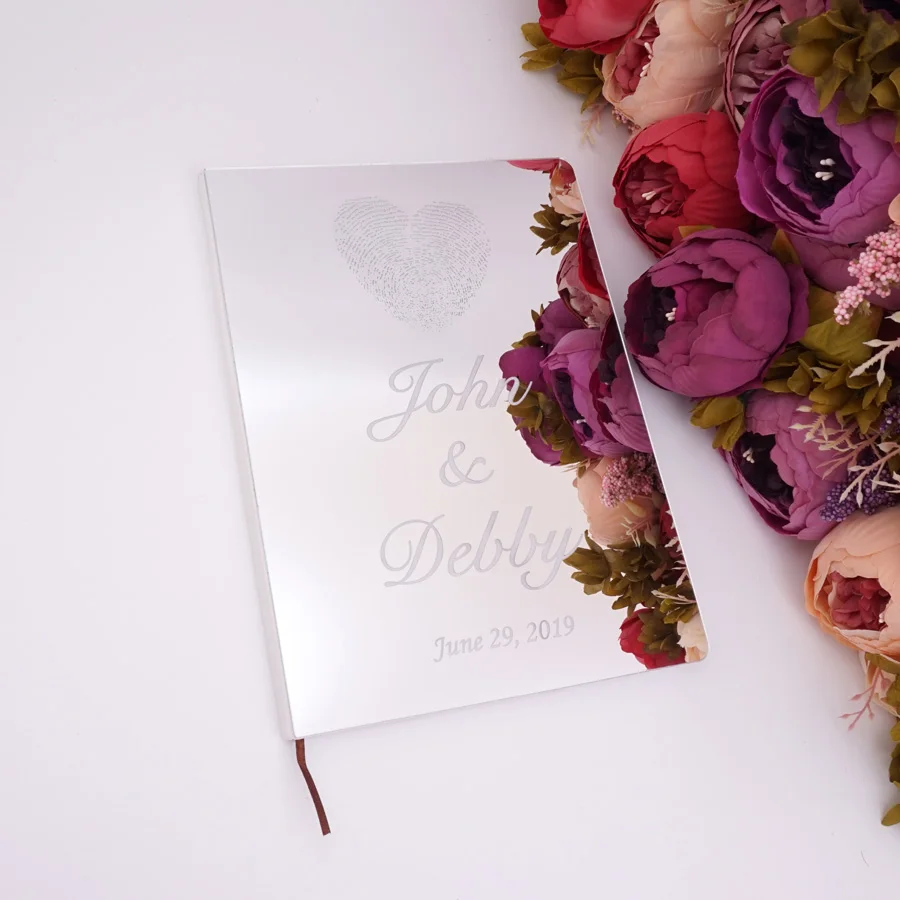 26 см X 19 Заказная Подпись Свадебная Гостевая книга с сердцем отпечаток пальца