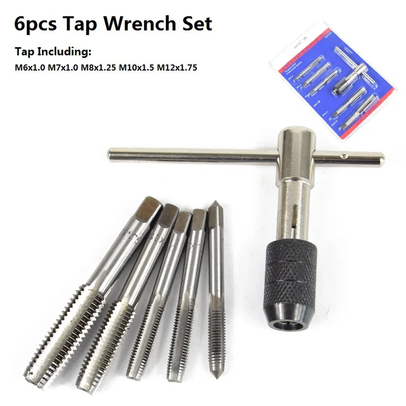 6pcs Tap Set XCAN 6/8/9 шт., болты с резьбой для крана для шлица «звездочка» Набор торцевых гаечных ключей ручной метчики спиральное сверло сверла винт крана - Цвет: 6pcs Tap Set