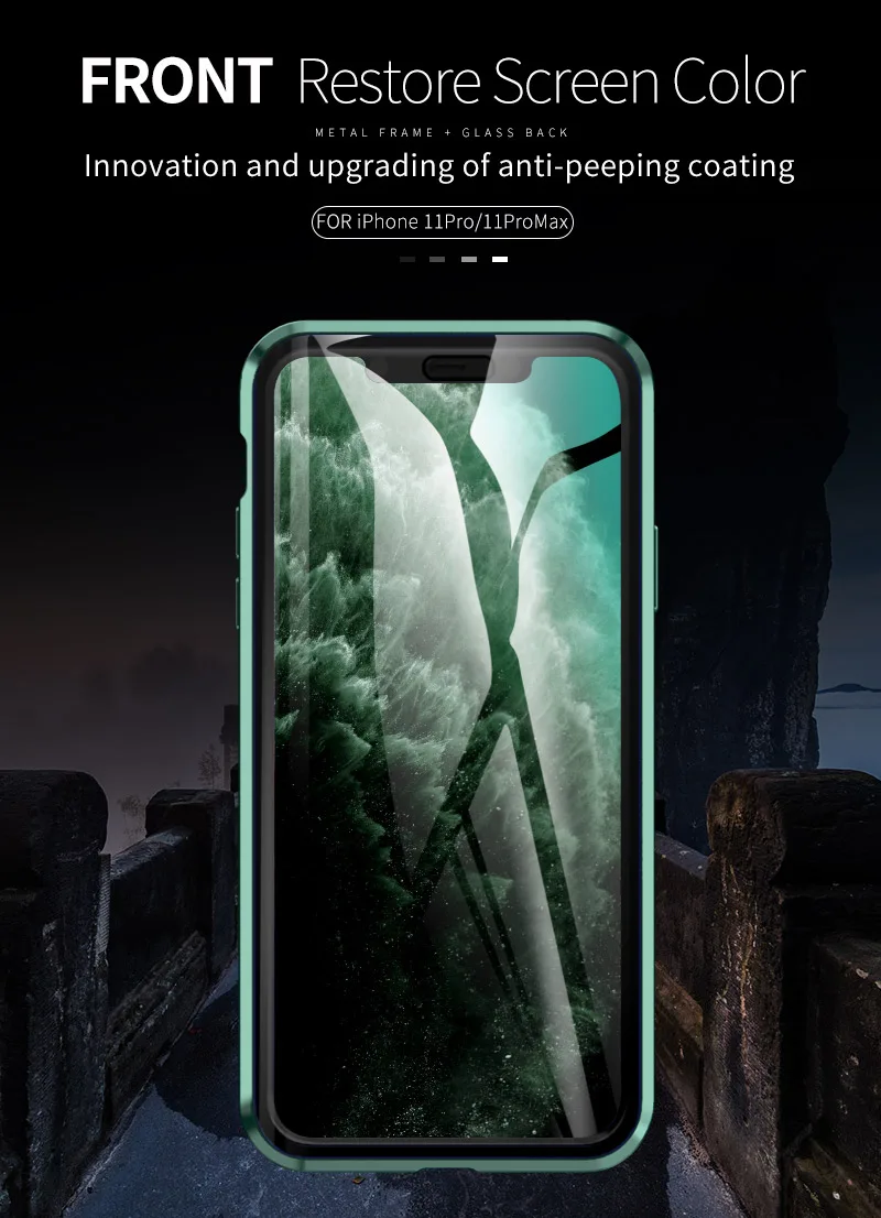 360 Защитный Магнитный чехол для iphone 11 Pro MAX Противоударная прозрачная стеклянная крышка металлическая рамка СПС iphone 11 Pro Роскошная Броня