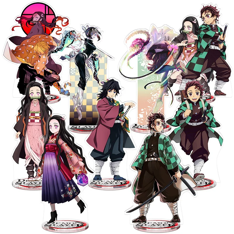 

2021 Anime Demon Slayer Kamado Tanjirou Kamado Nezuko Agatsuma Zenitsu Animation Peripheral Standing Card 21cm Acrylic models