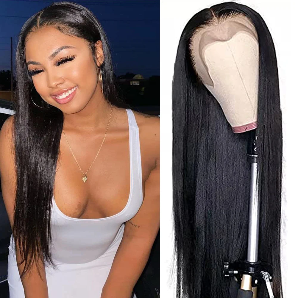 

AIMEYA 13x4 Deep Part Bone Straight Human Hair Wigs For Black Women Pre Plucked HD Lace Frontal Wig Black Wig With Baby Hair