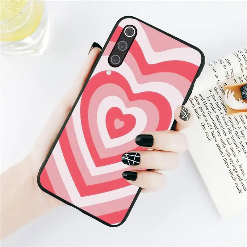 

Pink Heart Circle Latte Love Coffee Heart art Phone Cases For Xiaomi Redmi note 7 8 9 t k30 max3 9 s 10 pro lite