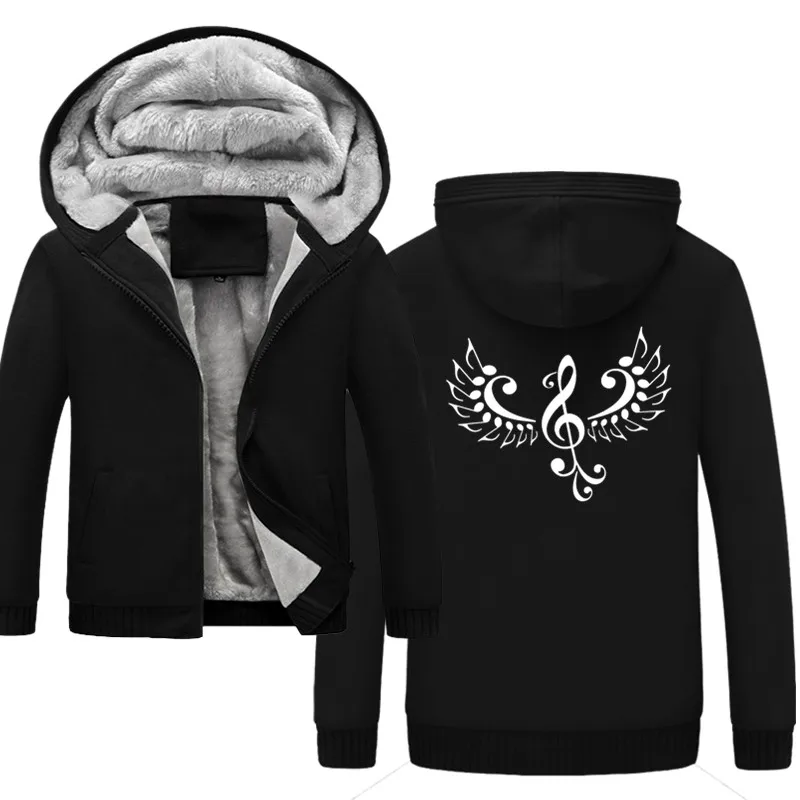 

Musical symbols with wings Men Sweatshirt Zip Front Men Hoodies Hood Sweatshirts For Men Long Sleeve Hoodie