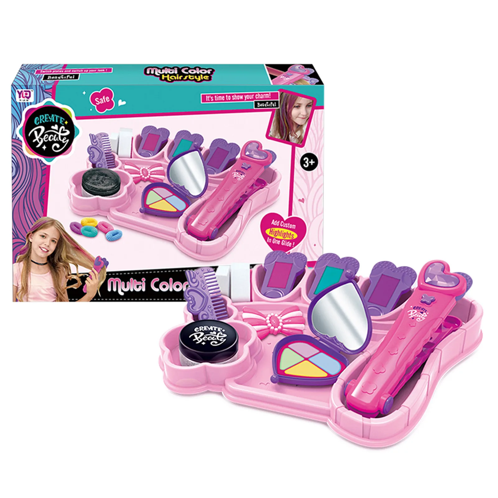 

18PCS Pretend Play Kid Make Up Washable Girls Makeup Toys Pink Makeup Set Princess Hairdressing Simulation Plastic Cosmetic Toy