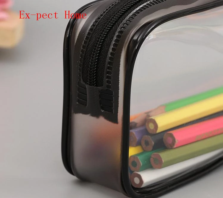 للبيع 200 قطعة/الوحدة واضح بولي كلوريد الفينيل لطيف اللوازم المدرسية مقلمة شرابة Kawaii للفتيات مدرسة حقيبة مستحضرات التجميل النساء اللوازم المكتبية