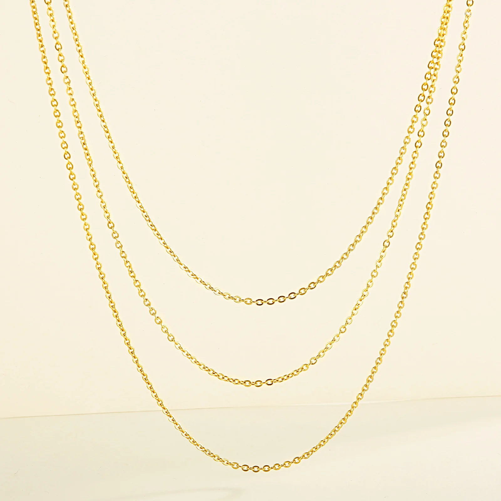

Multi-layer 2mm Link Chain Necklace Women's Fashion Simple Stainless Steel Party Jewelry Accessories