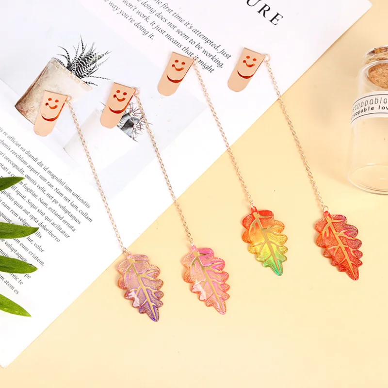 

2pc Kawaii Colored Wavy Leaves Bookmark Decoration Accessories Book Mark Page Folder Student Office School Supplies Stationery