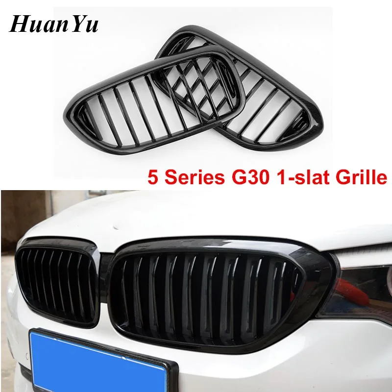 

1-slat Carbon Fiber Racing Grille for BMW 5 Series G30 G31 G38 Replacement Front Bumper Kidney Grills Gloss M 520i 2017 2018+