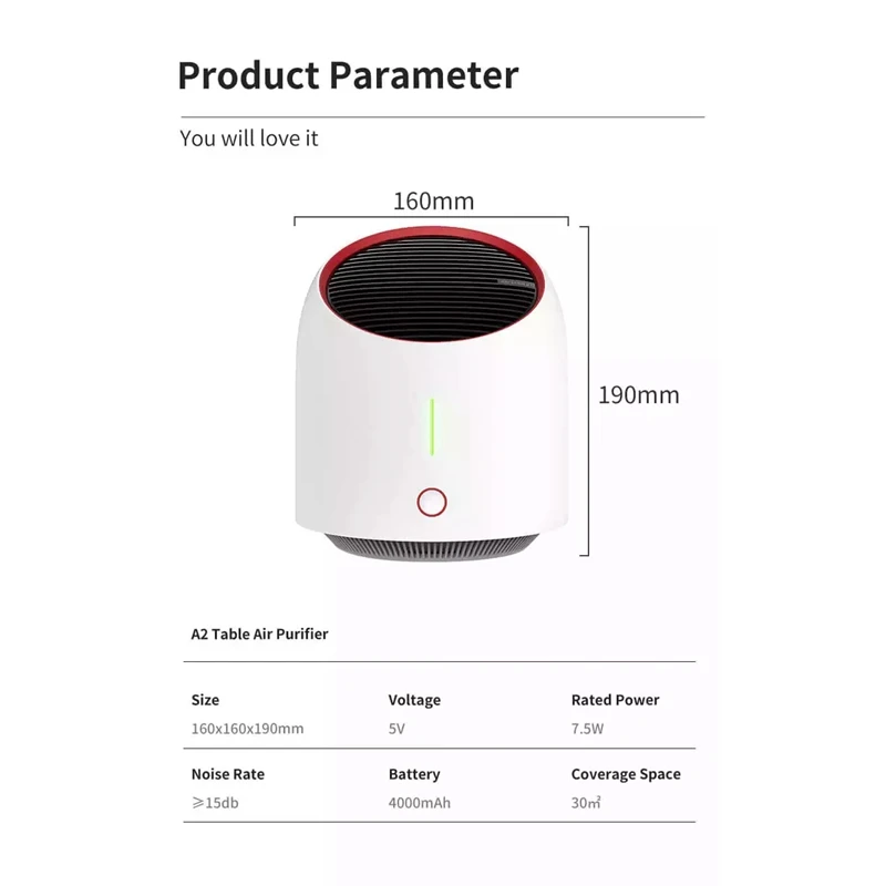 

Personal Portable Air Purifier for Home Negative Ionizer Air Purifier Formaldehyde Removal Machine Haze PM2.5