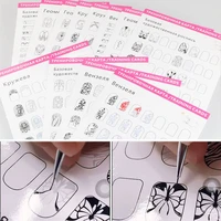 12pcs nail art practice lines drawing painting template learning book manicure salon tools nails accessoires for beginner